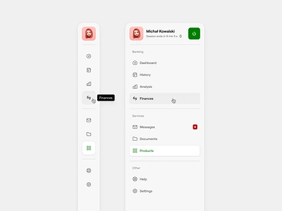 Desktop Banking: Sidebar banking component desktop fintech navigation product design sidebar ui web