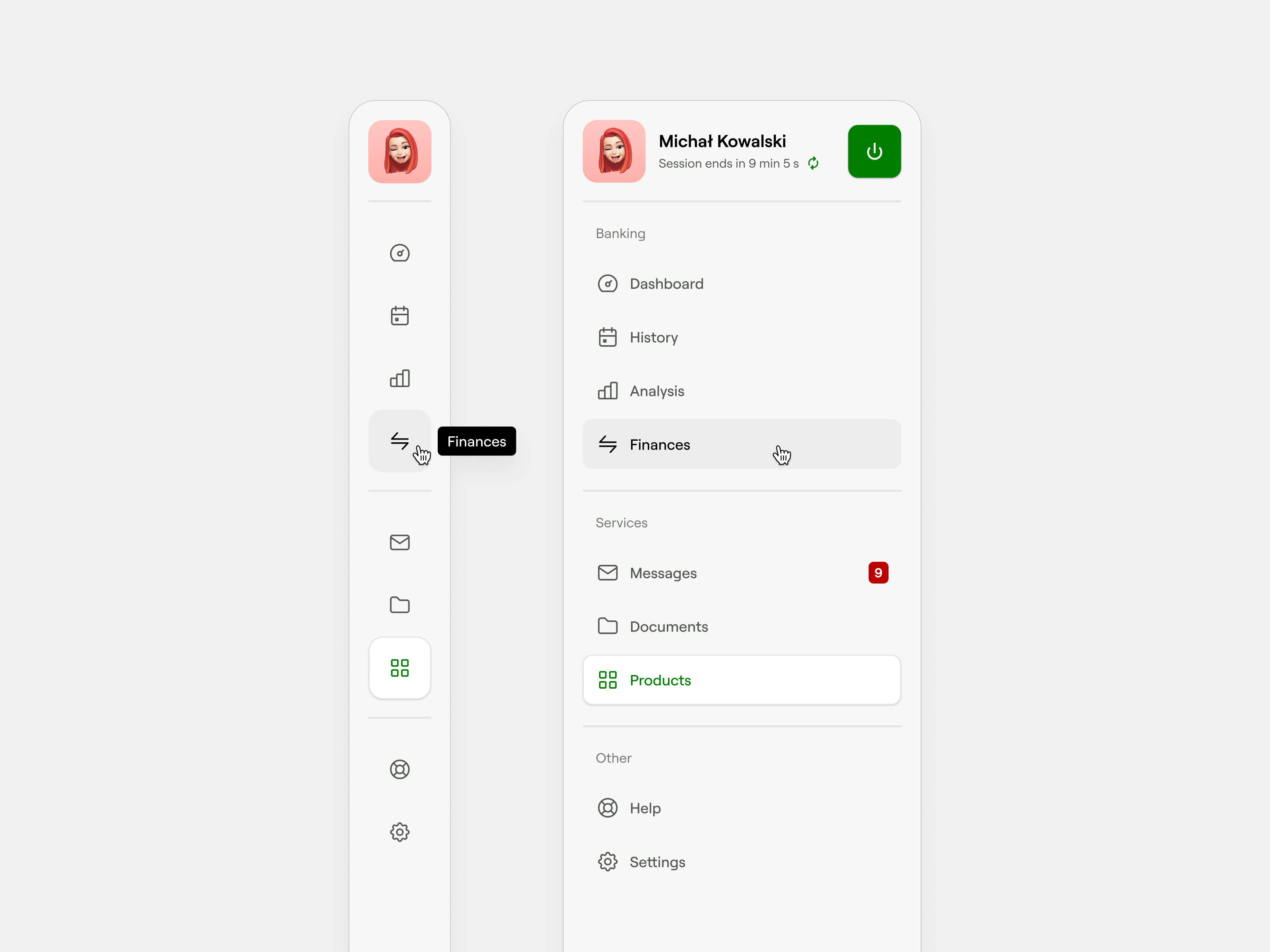 Example of Desktop Banking: Sidebar