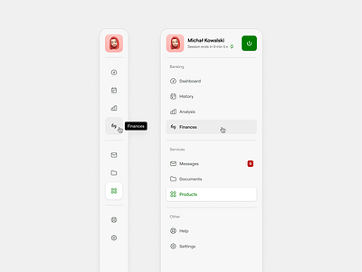 Desktop Banking: Sidebar banking component desktop fintech navigation product design sidebar ui web