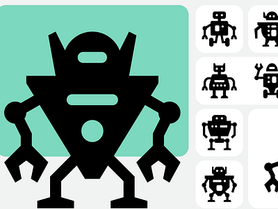 Humanoid Robots / Basicons alien bionic bot cybernetic cyborg droid futuristic guardian humanoid icons industry machine mechanical robot robotics standing ui vector warrior wheel