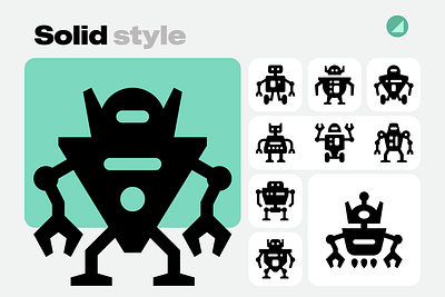 Humanoid Robots / Basicons alien bot cybernetic cyborg droid humanoid icons machine mechanical robotics standing vector