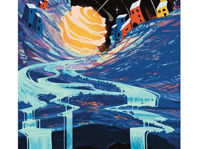 Galaxy colorful digital drawing ill illustration landscape scenery space