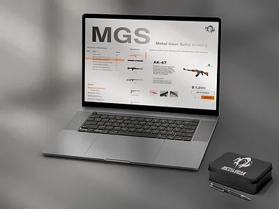 Web Ui / Metal Gear Solid: Armory ak 47 branding design e commerce graphic design guns illustration japan logo marketplace metal gear metal gear solid typography ui ux vector weapons web ui website