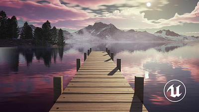 Sunset Dock 3d animation beautiful blender c4d dock dope environment landscape mountains sunset surreal unreal engine water