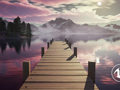 Sunset Dock 3d animation beautiful blender c4d dock dope environment landscape mountains sunset surreal unreal engine water