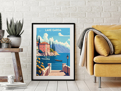 LAKE GARDA, retro travel poster design art branding creative design graphic design graphicdesign illustration retro poster travel poster vector vintage