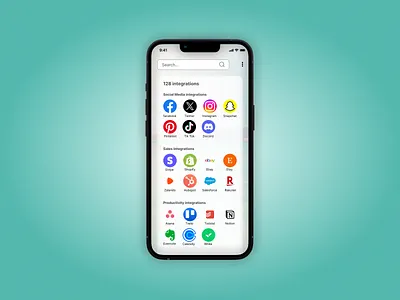 App Integration screen | Daily UI challenge #79 app menu mobile design ui ui design