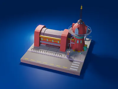 Techno Hub Scene 3d 3d artist 3d illustration animation artwork blender blender3d design diorama hub illustration isometric low poly technology ui ux