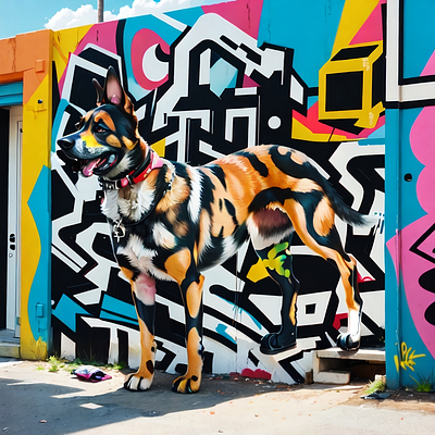 3D Graffiti Dog QR Code Art dog dog art graffiti graffiti art qr code qr code design