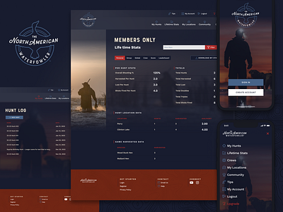 North American Waterfowler app application hunting product product design stats ui ui design ux ui web app