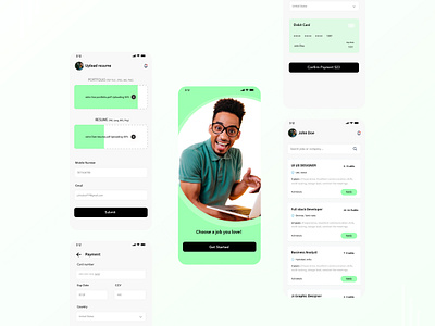 Job Seeking Mobile App job app landing page ui mobile design ui visual design