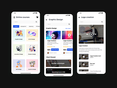 Online course mobile application design design illustration landing page mobile app mobile design mobile ui online course app ui ui ux visual design