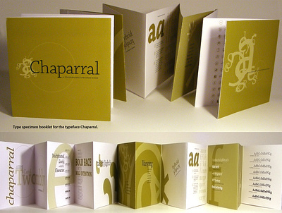 Type Specimen Booklet for Chaparral graphic design print design typography