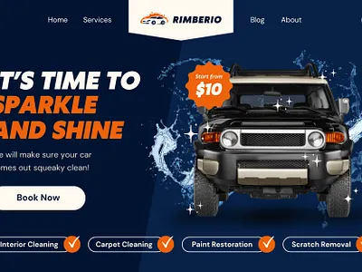 Car washing services branding car washing car washing services design illustration modern design ui uiux ux washing services web design website website design