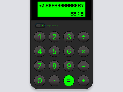 SCANO Calculator | Daily UI #004 calculator dailychallenge dailyui design designinspiration mobileapp mobileapps nightmode scano toggle ui ux