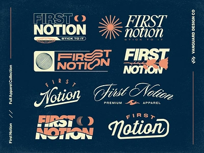 First Notion • Sleek Traditional Apparel Collection apparel apparel branding apparel design bold typography branding clothing brand logo cursive logo custom merch influencer merch logo merch merch collection merch designer new clothing brand sleek traditional apparel streetwear style text logos y2k apparel young modern youtuber merch