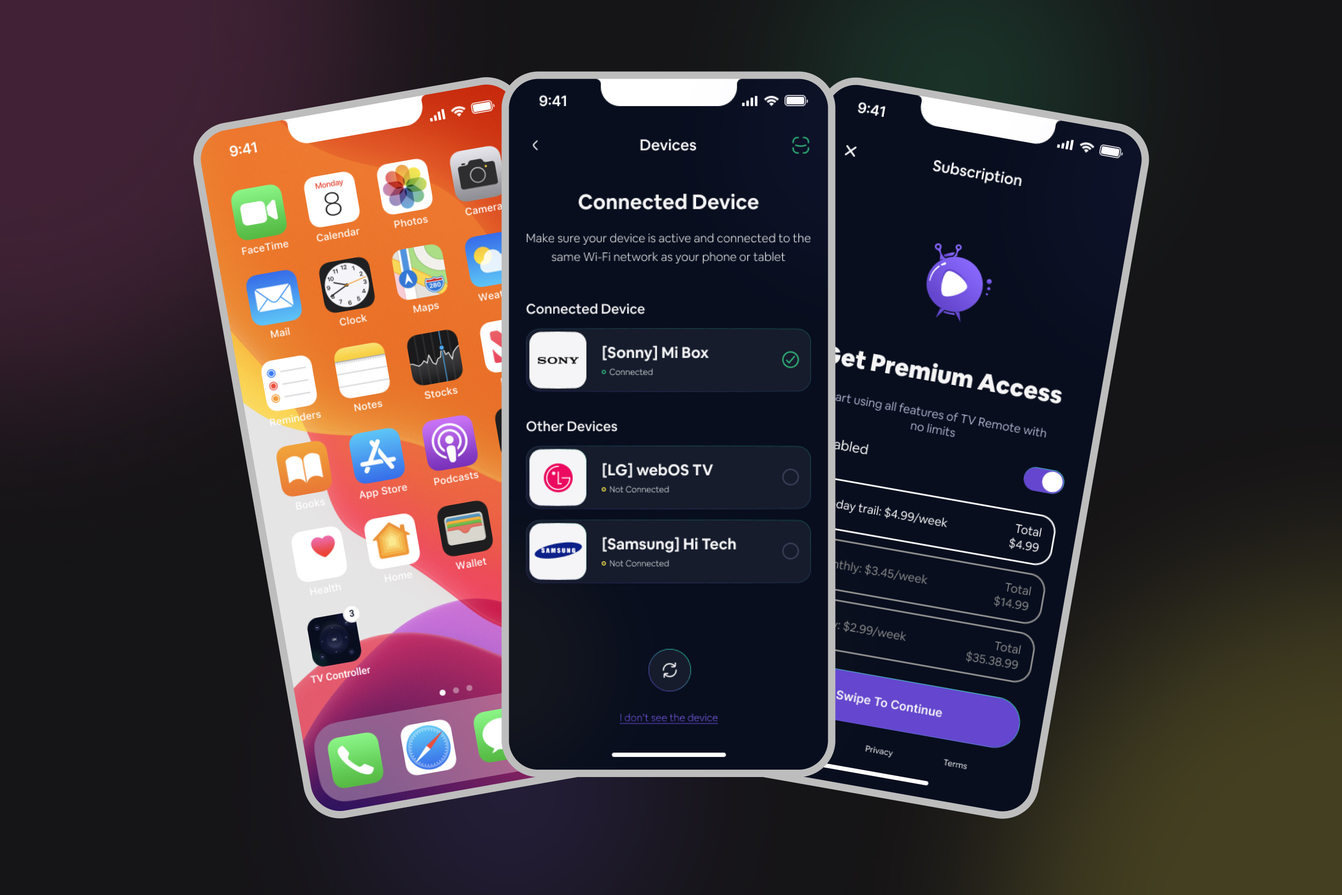 Universal TV Remote Dark Theme UI Kit Template by Sabir_designbox on