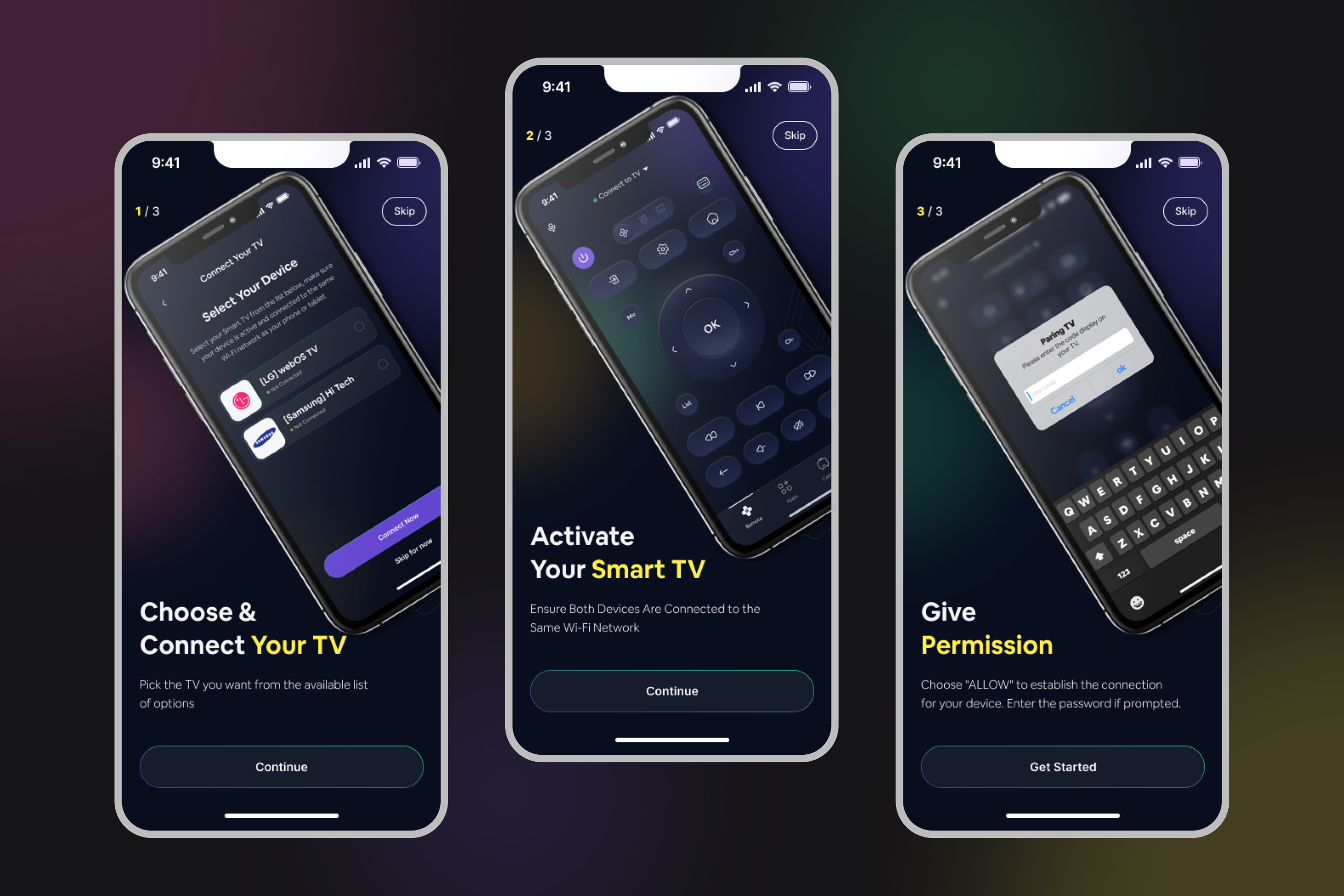 Universal TV Remote Dark Theme UI Kit Template by Sabir_designbox on