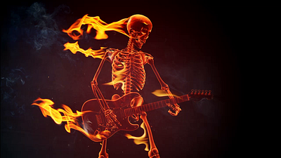 Fire skeleton playing guitar 3d 3d modeling 3ds max after effects animation blender burning fiery fire flame guitar music play rock skeleton smoke video x ray