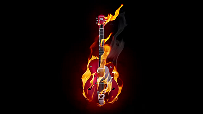 Burning rock guitar after effects animation burning design efect explosion fiery fire flame fx graphic design illustration logo motion graphics music photoshop rock slow motion sparks video