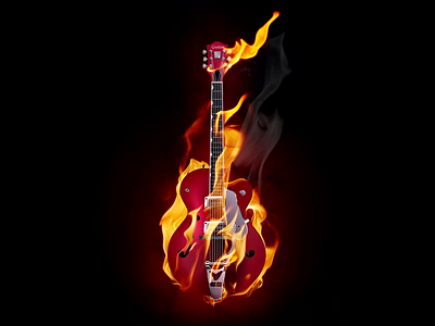 Burning rock guitar after effects animation burning design efect explosion fiery fire flame fx graphic design illustration logo motion graphics music photoshop rock slow motion sparks video