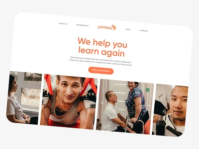 Yantary - site for rehabilitation center branding design grid image landing logo orange rehabilitation typography ui ux website