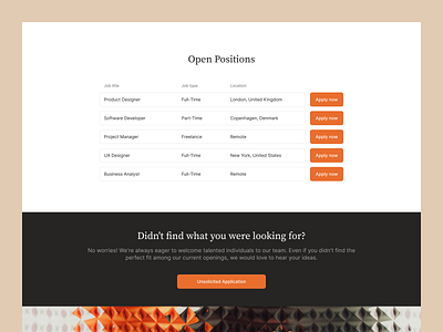 Open positions apply now button cta data design exploration figma job page job positions job title job type jobs location open positions product design sections ui unsolicited job application ux web web design