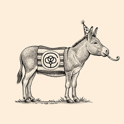 Cotton Burro branding illustration logo stippling