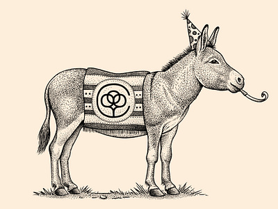 Cotton Burro branding illustration logo stippling