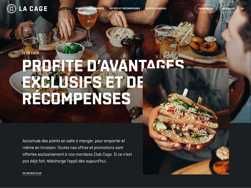 Secondary Pages Headers for the Restaurant La Cage animation desktop full screen grey header la cage parallax promotions restaurant restaurant website secondary page ui ui design website website design