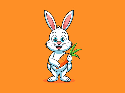 Rabbit with Carrot Vector Illustration bunny carrot cartoon character cute design digital illustration graphic design illustration illustration art logo rabbit vector