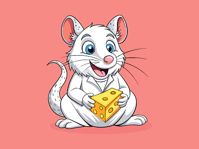 Rat with Cheese Vector Illustration 2d branding cartoon character cheese design digital illustration graphic design illustration illustration art logo vector