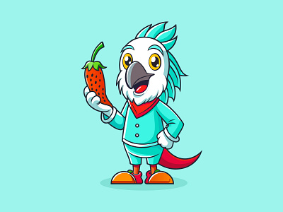 Parrot with Chilli Vector Illustration 2d 2d illustration artist chilli design digital illustration graphic design illustration illustration art parrot vector