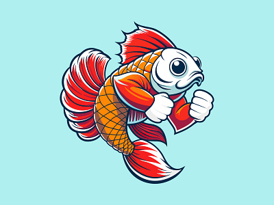 Fighter Fish Vector Illustration 2d 2d illustration artist cartoon character design digital illustration fighter fish graphic design illustration illustration art vector