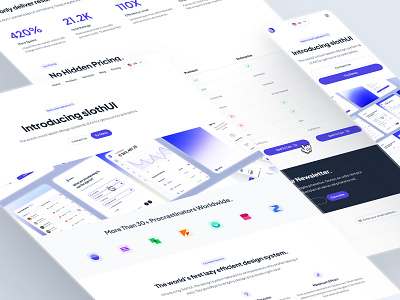 slothUI - World's Laziest Design System - SaaS Landing Page UIUX clean design system gradient hero section landing page minimal pricing table purple responsive responsive landing page responsive website saas saas website slothui statistics ui ui ui design ui kit web design website design