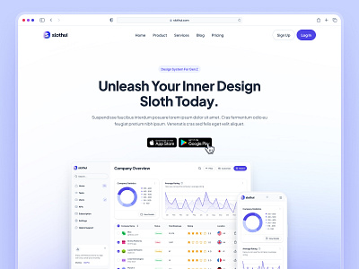 slothUI - World's Laziest Design System - SaaS Landing Page Hero blue chart ui clean dashboard ui design system gradient hero hero section hero ui landing page minimal purple saas saas ui saas web design saas website ui ui design web design website