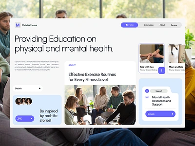 Mental Health Education Website design health healthcare inspirations layout medical meditation meditation platform mental health mindfulness trending typography ui user interface ux web design website