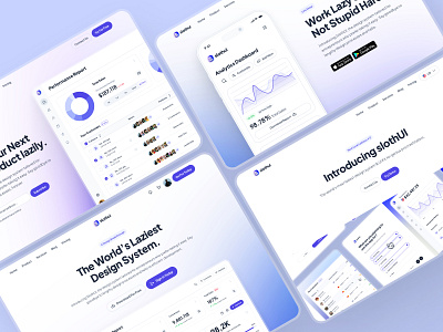 slothUI: Design System for Lazy Gen Z - Hero Layout Pattern UI blue clean design system figma gradient hero hero section hero ui minimal modern purple saas saas landing page saas web design saas website soft ui ui design ui kit web design