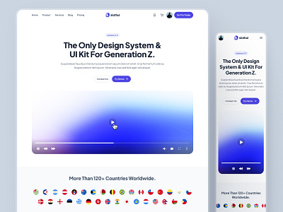 slothUI - Design System for Gen Z - SaaS Landing Page UIUX clean design system flag ui gradient hero layout hero section hero ui landing page minimal purple responsive responsive website saas saas landing page saas web design saas website soft ui kit video ui web design