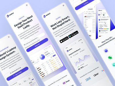 slothUI - World's Laziest Design System - SaaS Website Mobile UI clean design system figma gradient minimal mobile website purple responsive website saas saas landing page saas mobile saas mobile website saas ui saas ui kit saas web design saas website simple slothui ui ui kit