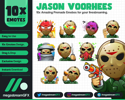 10x Jason Voorhees twitch emotes - Halloween Emotes horror emotes