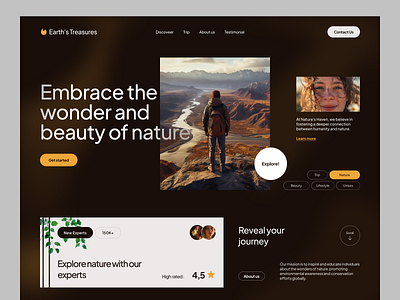 Earth's Treasures - Landing Page adventure agency agriculture design explore homepage interface landing page nature product startup travel website travelling trip ui ux vacation web web design website