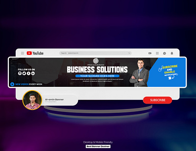 Business Solutions YouTube channel Banner and Logo Design facebook cover graphic design youtube youtube banner