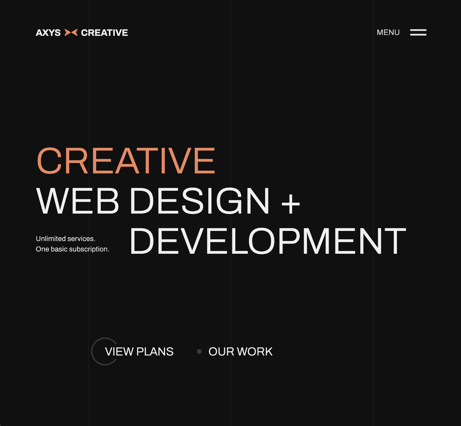 AXYS Creative 'Hero Section' animation dark theme glitch animation graphic design minimal design modern design motion graphics subscription agency ui