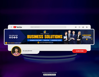 YouTube channel art Cover Banner Design youtube header