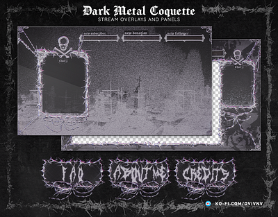 Dark Metal Coquette Twitch Overlays and panels death metal goth metal stream stream graphics stream overlay twitch twitch design twitch graphics