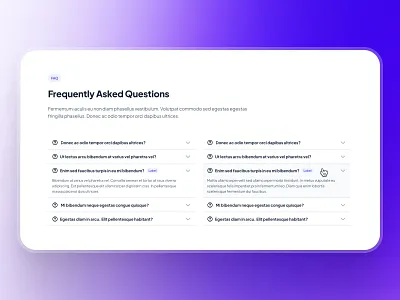 slothUI - World's Laziest Design System - FAQ Accordion UIUX accordion accordion ui clean design system faq faq ui figma frequently asked questions gradient minimal purple saas saas ui saas ui kit slothui soft ui ui design ui kit web design