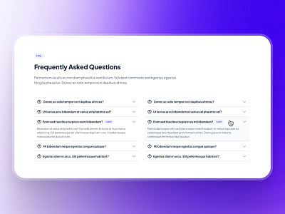 slothUI - World's Laziest Design System - FAQ Accordion UIUX accordion accordion ui clean design system faq faq ui figma frequently asked questions gradient minimal purple saas saas ui saas ui kit slothui soft ui ui design ui kit web design