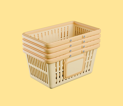 3D stacked shopping basket icon 3d animation design illustration ui