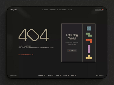 Digital Development Agency Website: Error 404 (Animated Version) 404 animation branding design gaming graphic design illustration tetris ui ux web